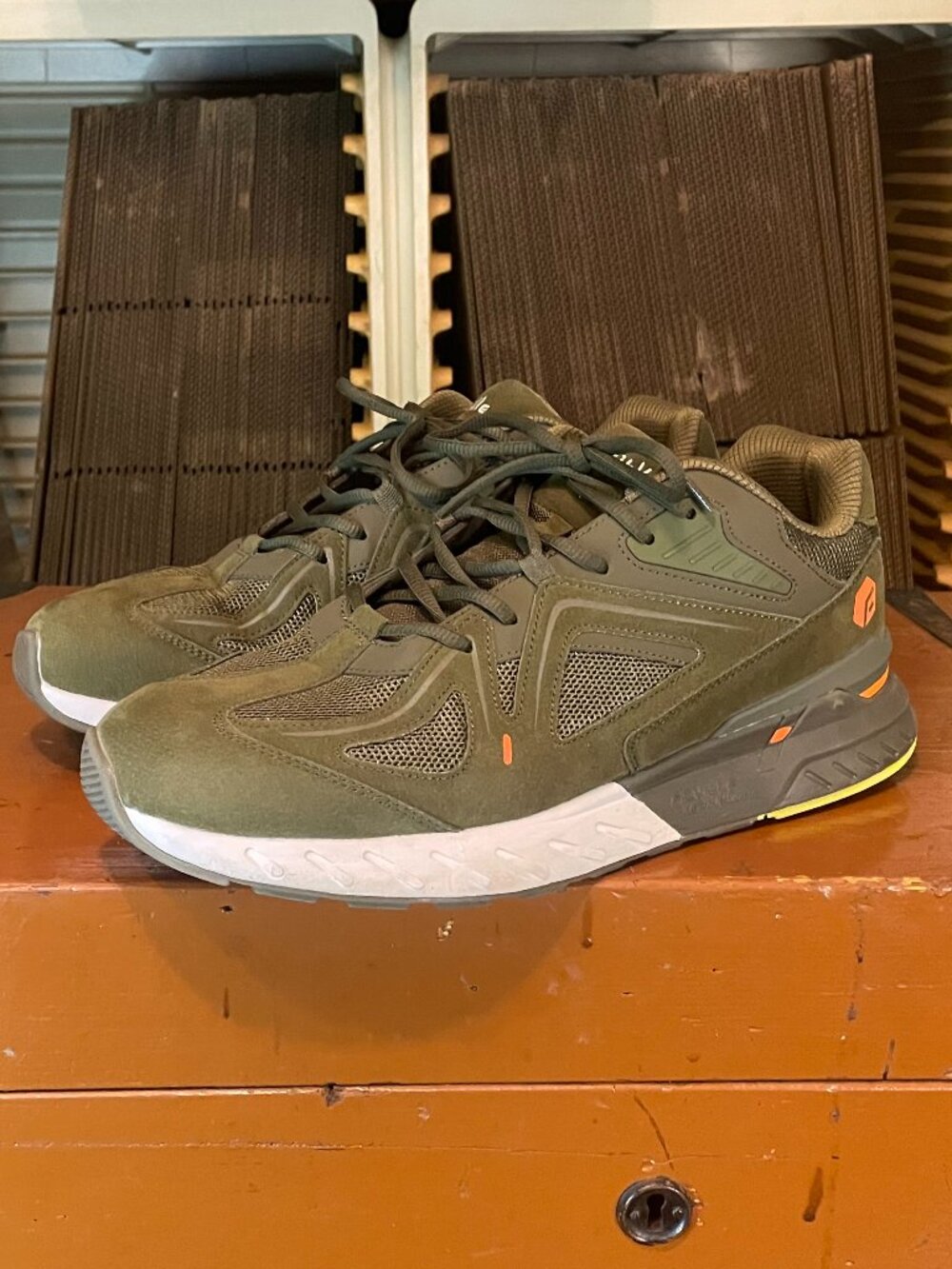 FITVILLE Men's Size 14EW Extra Wide Fit rebound Core Army Green Walking Shoes